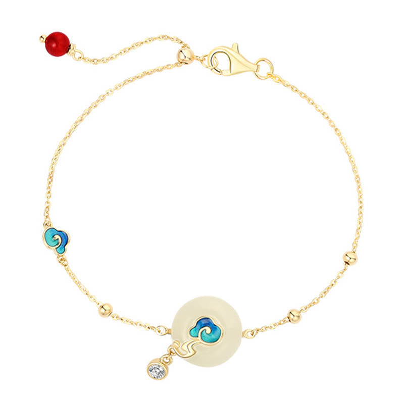 Natural Hetian Jade Auspicious Clouds Bracelet