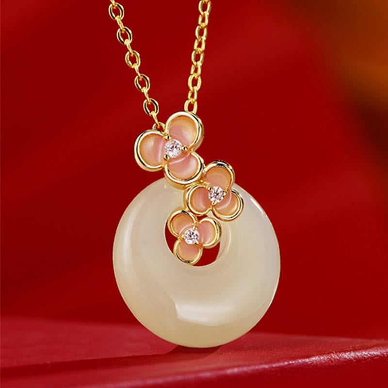 Natural Hetian Jade Peace Buckle Bracelet Necklace