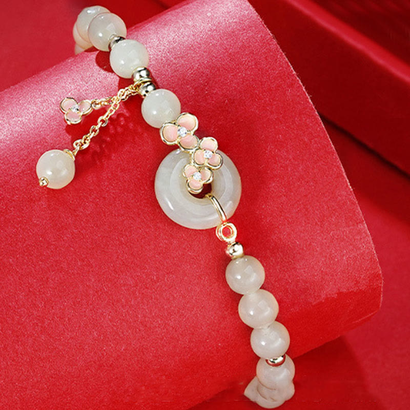 Natural Hetian Jade Peace Buckle Bracelet Necklace