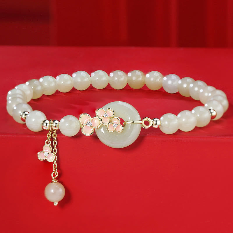 Natural Hetian Jade Peace Buckle Bracelet Necklace