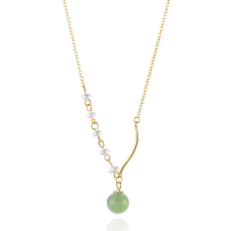 Natural Hetian Jade Pearl Luck Bead Necklace for Prosperity