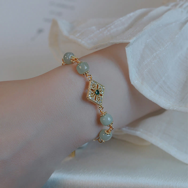 Natural Hetian Jade Prosperity Bracelet 14-15cm