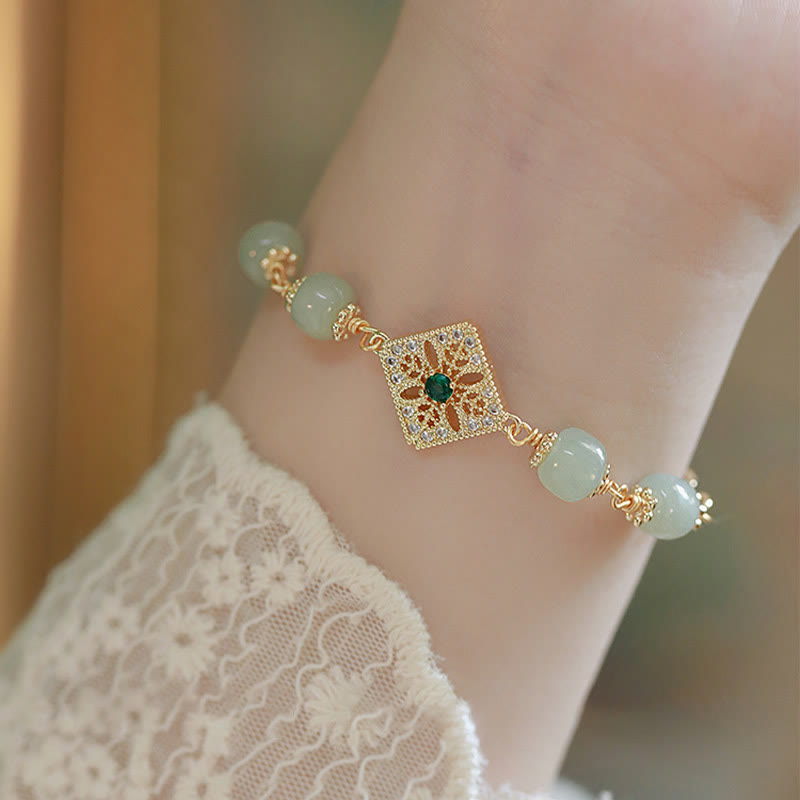 Natural Hetian Jade Prosperity Bracelet 14-15cm