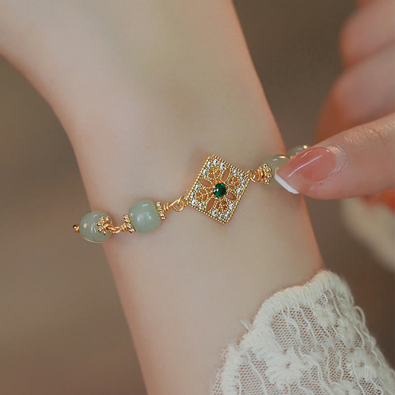 Natural Hetian Jade Prosperity Bracelet 14-15cm