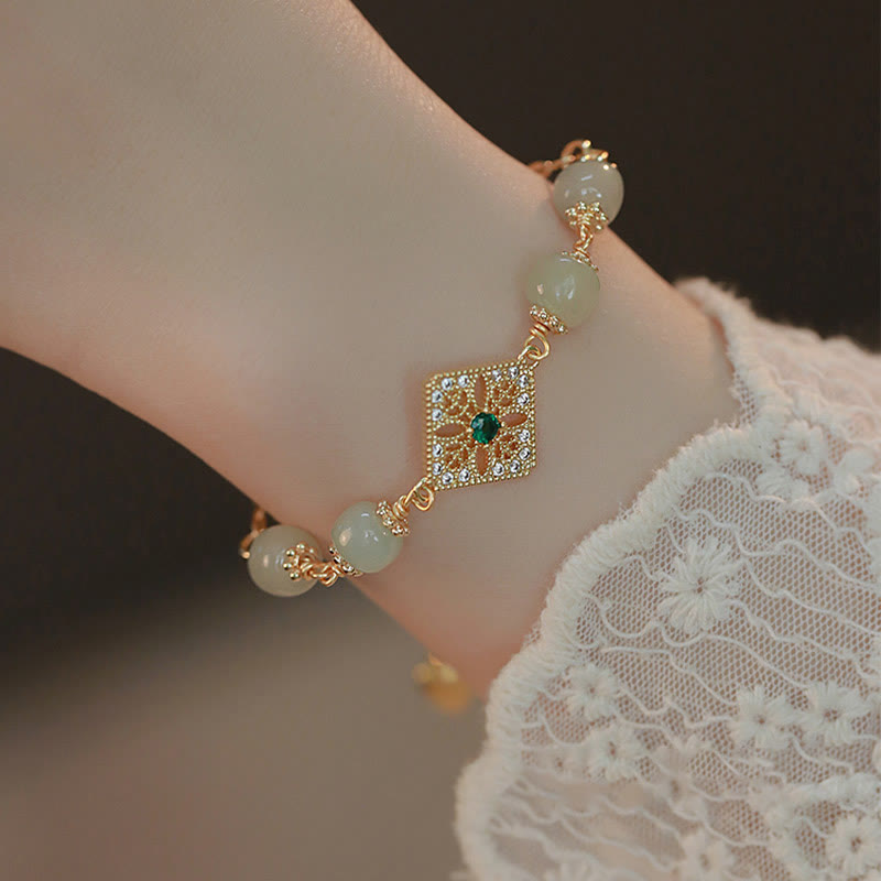 Natural Hetian Jade Prosperity Bracelet 14-15cm