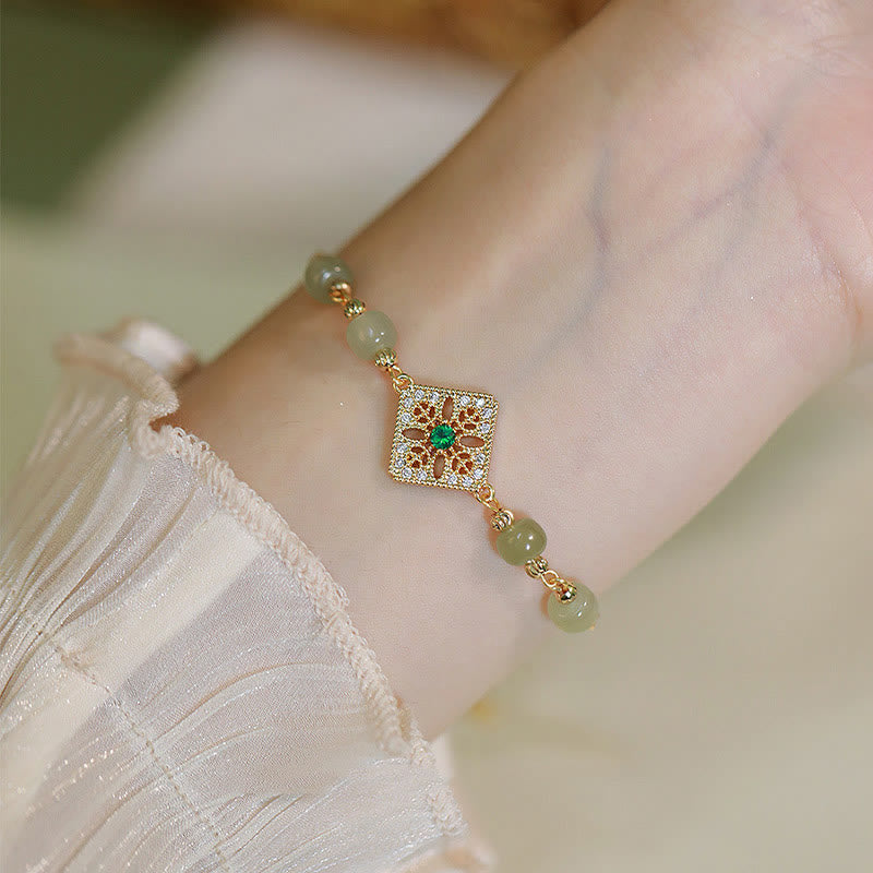 Natural Hetian Jade Prosperity Bracelet 14-15cm