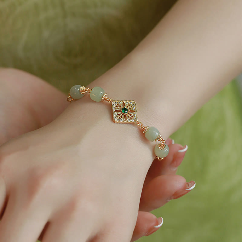 Natural Hetian Jade Prosperity Bracelet 14-15cm