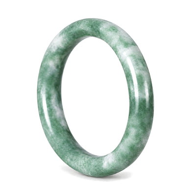 Natural Jade Luck Abundance Bangle Bracelet 58-60mm, on a white background