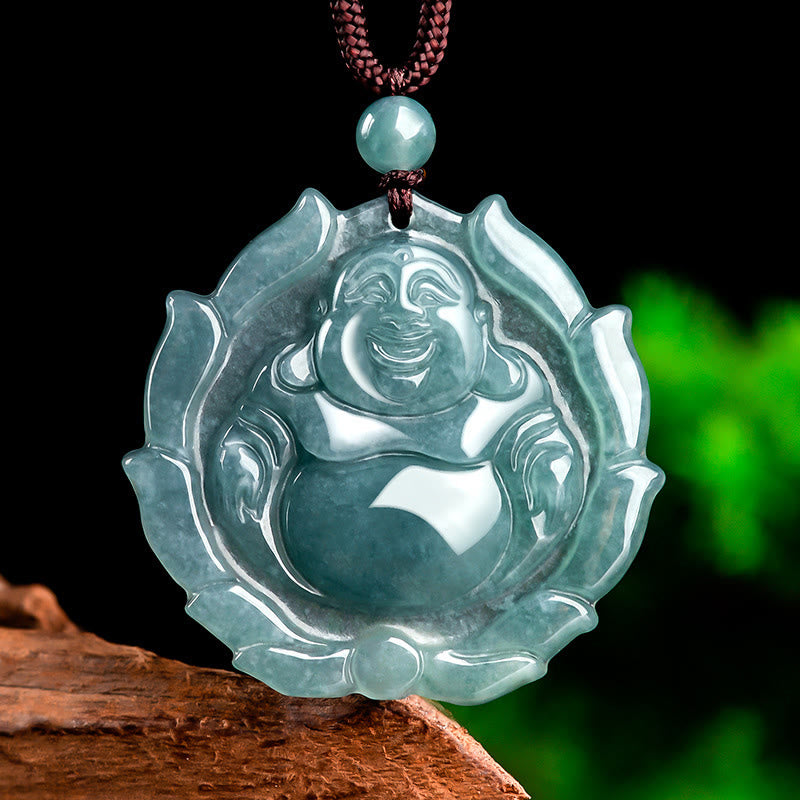 Natural Jade Buddha Necklace for Luck & Wealth