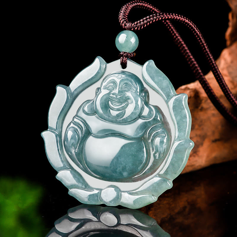 Natural Jade Buddha Necklace for Luck & Wealth