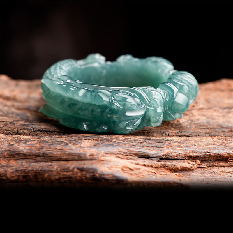 Natural Jade Dragon Success Ring