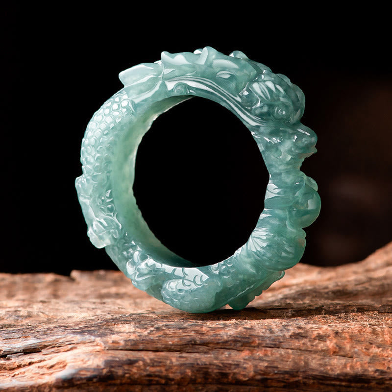 Natural Jade Dragon Success Ring