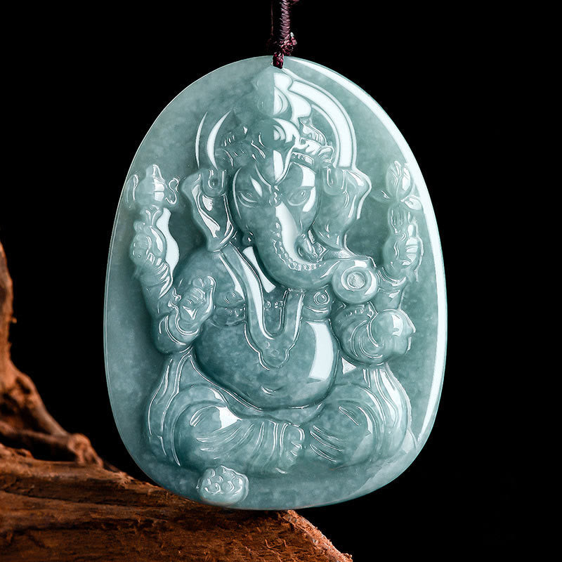 Natural Jade Ganesh Protection Necklace | Elephant Amulet