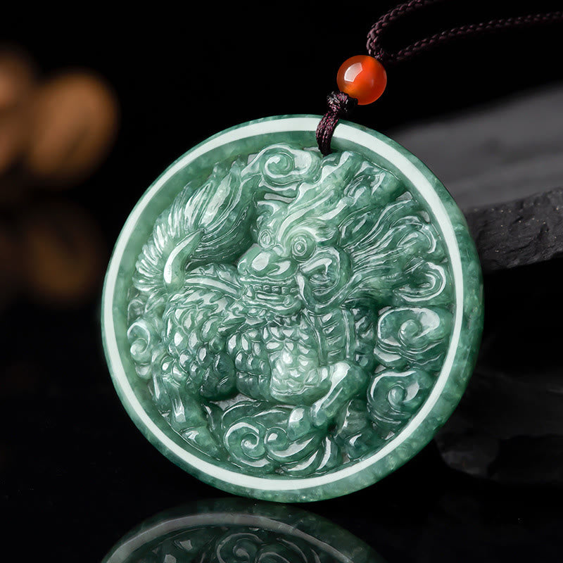 Natural Jade Kirin Abundance Necklace | Prosperity & Luck