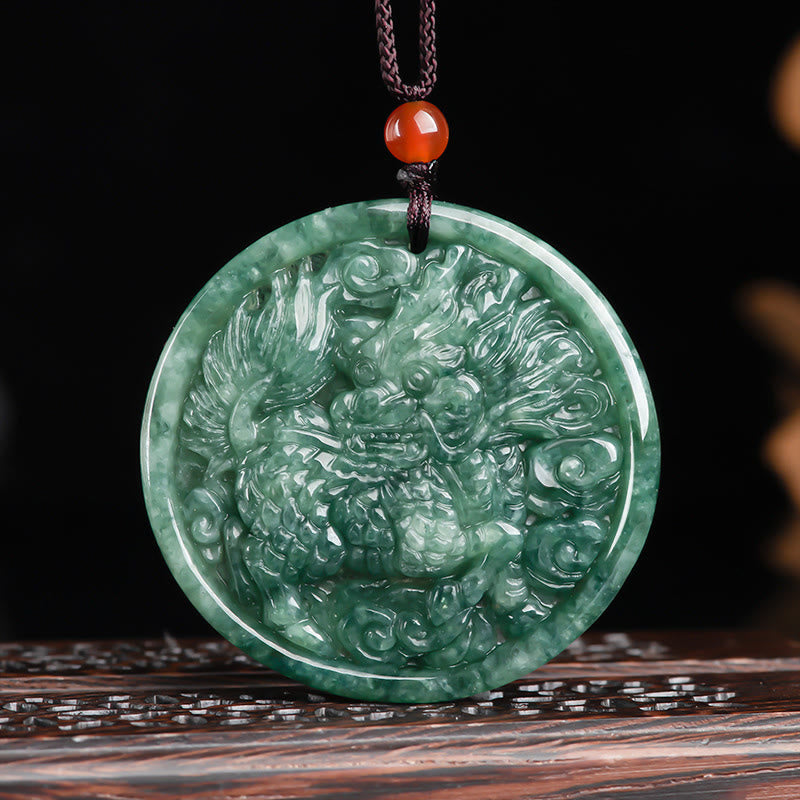 Natural Jade Kirin Abundance Necklace | Prosperity & Luck