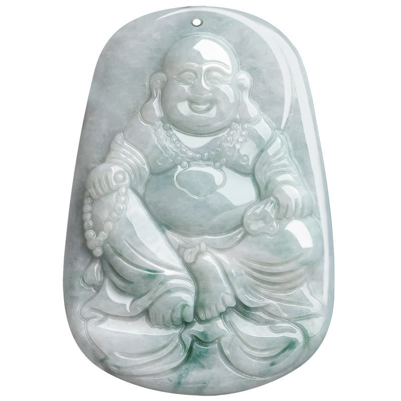 Natural Jade Laughing Buddha Luck Necklace Pendant 65cm