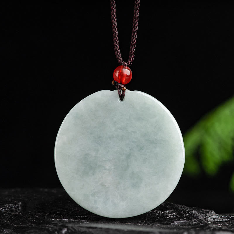 Natural Jade Lotus Flower Carved Prosperity Necklace