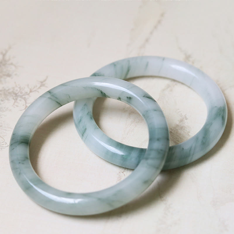 Natural Jade Luck Prosperity Bangle Bracelet 56mm