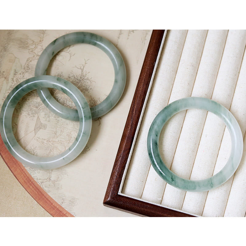 Natural Jade Luck Prosperity Bangle Bracelet 56mm