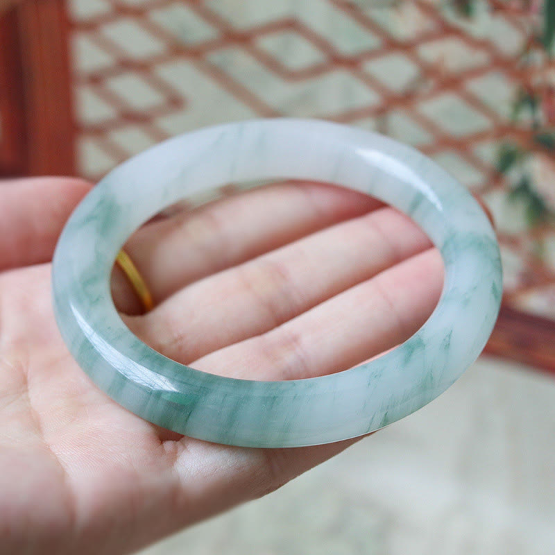 Natural Jade Luck Prosperity Bangle Bracelet 56mm