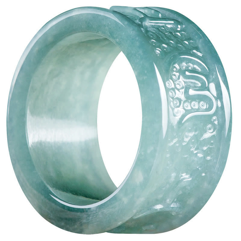 Natural Jade Om Mani Padme Hum Prosperity Ring 18mm