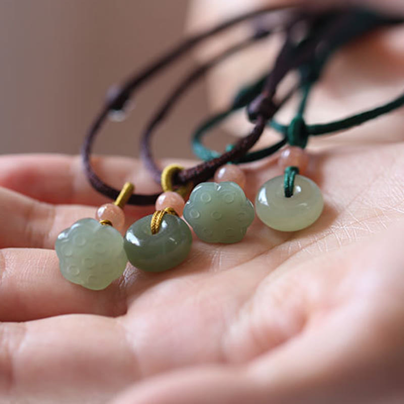 Natural Jade Peace Buckle & Lotus Necklace | Abundance Energy