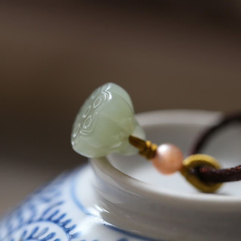 Natural Jade Peace Buckle & Lotus Necklace | Abundance Energy