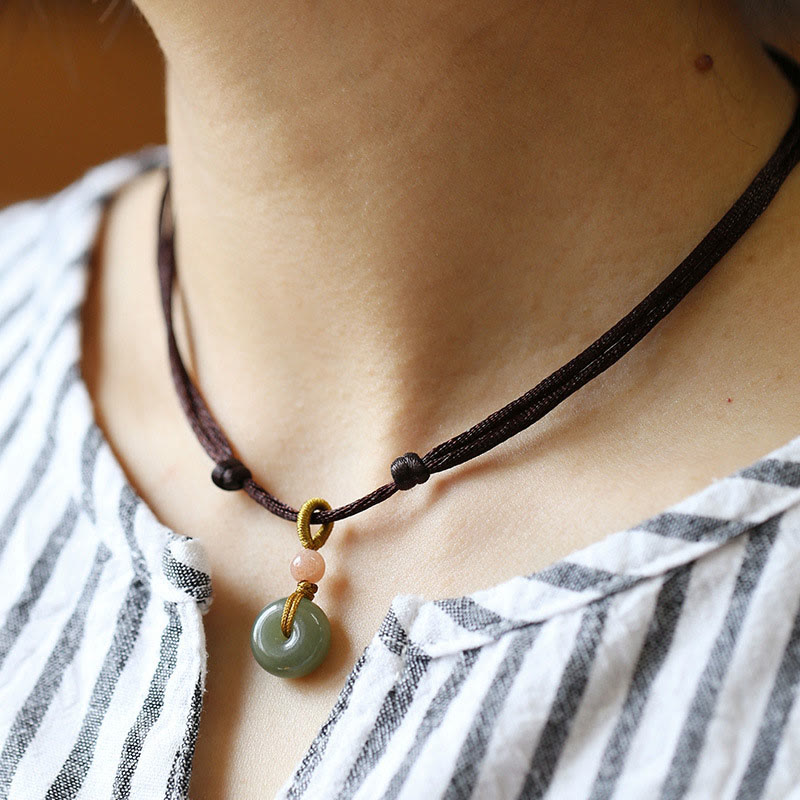 Natural Jade Peace Buckle & Lotus Necklace | Abundance Energy
