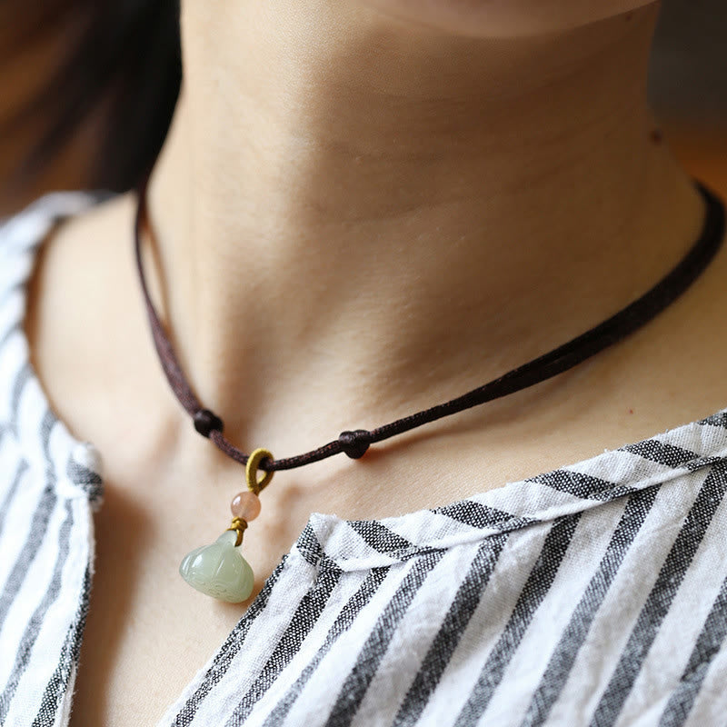 Natural Jade Peace Buckle & Lotus Necklace | Abundance Energy