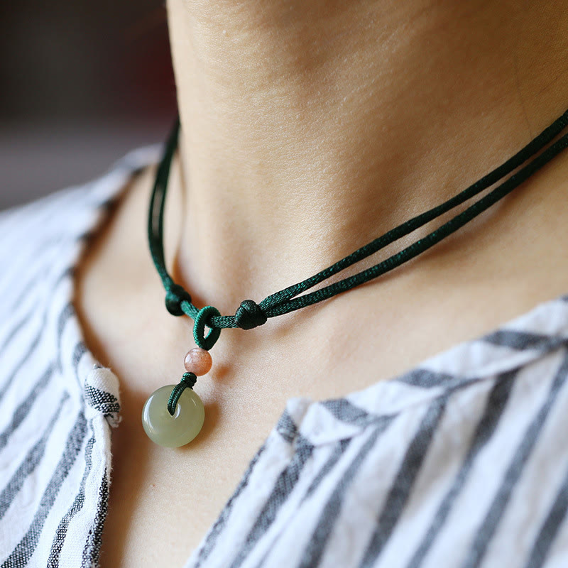 Natural Jade Peace Buckle & Lotus Necklace | Abundance Energy