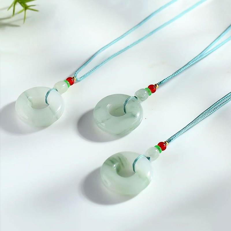 Natural Jade Peace Buckle Prosperity Necklace 45cm