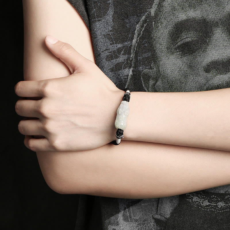 Natural Jade PiXiu Luck Prosperity Bracelet 14-26cm