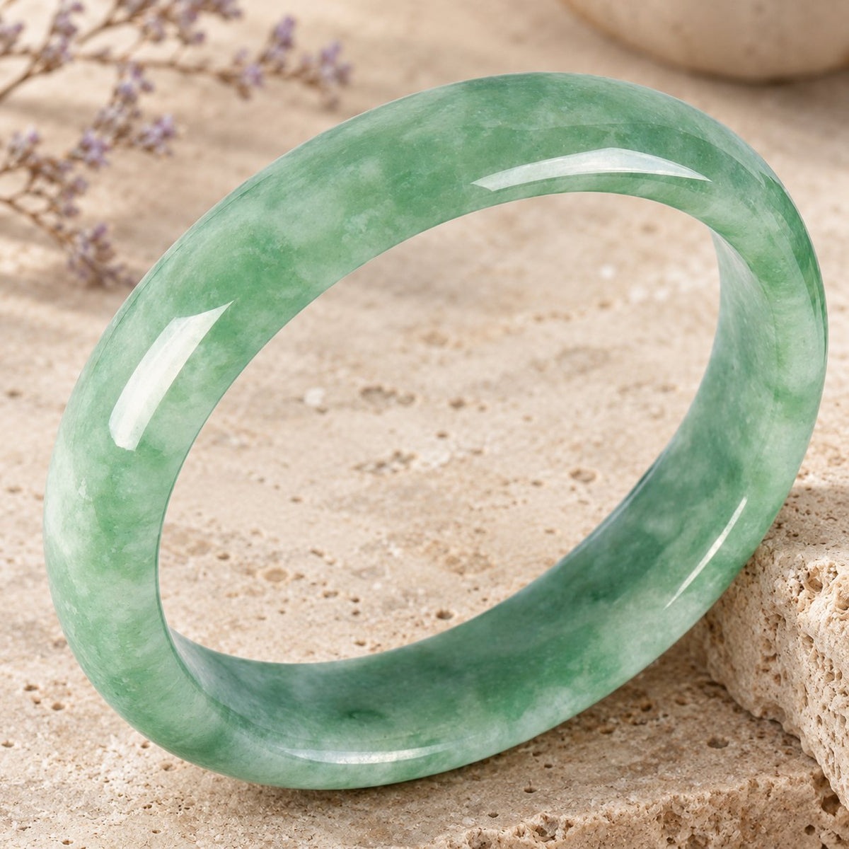 Natural Jade Prosperity Bangle Bracelet 60-61mm, bangle