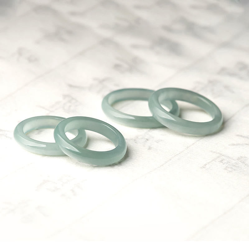 Natural Jade Prosperity Luck Ring 18mm Round/Square | Healing Sounds