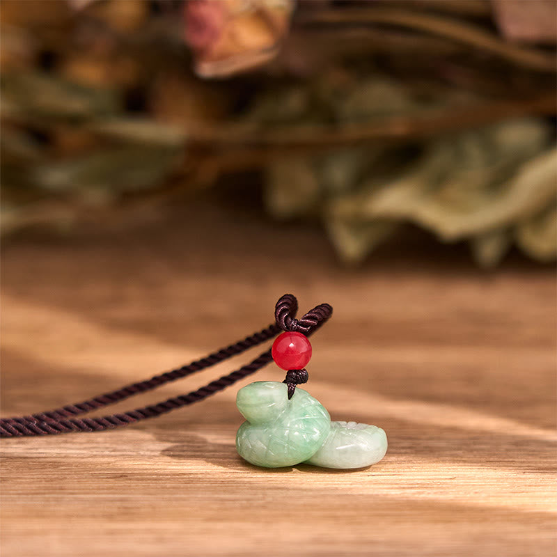 Natural Jade Snake Necklace | Chinese Zodiac Pendant Luck