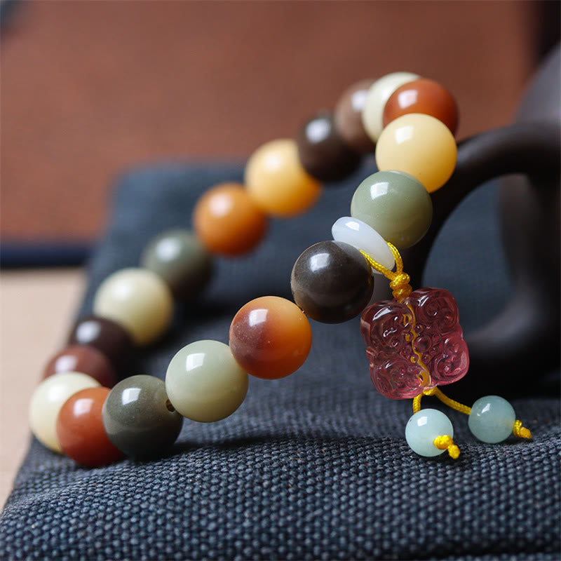 Natural Multicolored Bodhi Seed Spiritual Bracelet for Peace