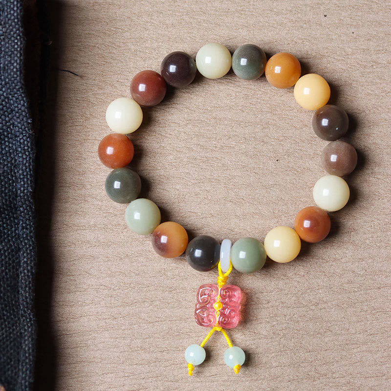 Natural Multicolored Bodhi Seed Spiritual Bracelet for Peace