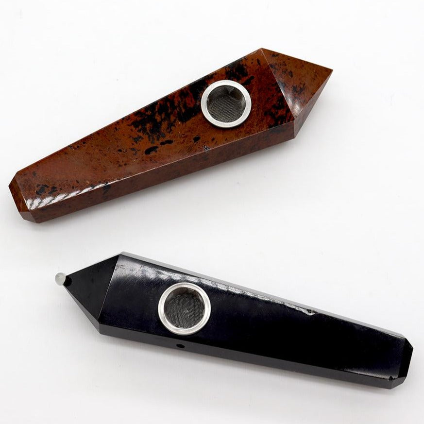 Natural Obsidian Crystal Pipe Obelisk Wand 4.0 Inch