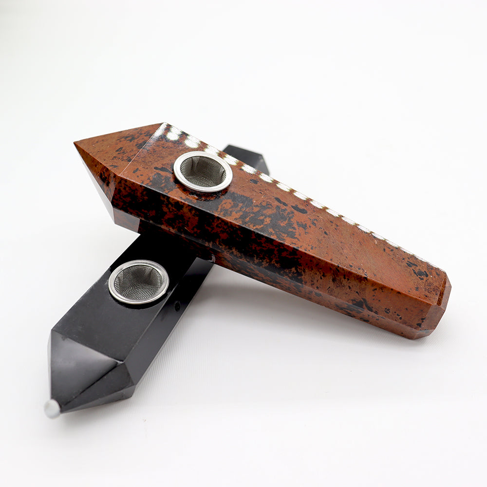 Natural Obsidian Crystal Pipe Obelisk Wand 4.0 Inch