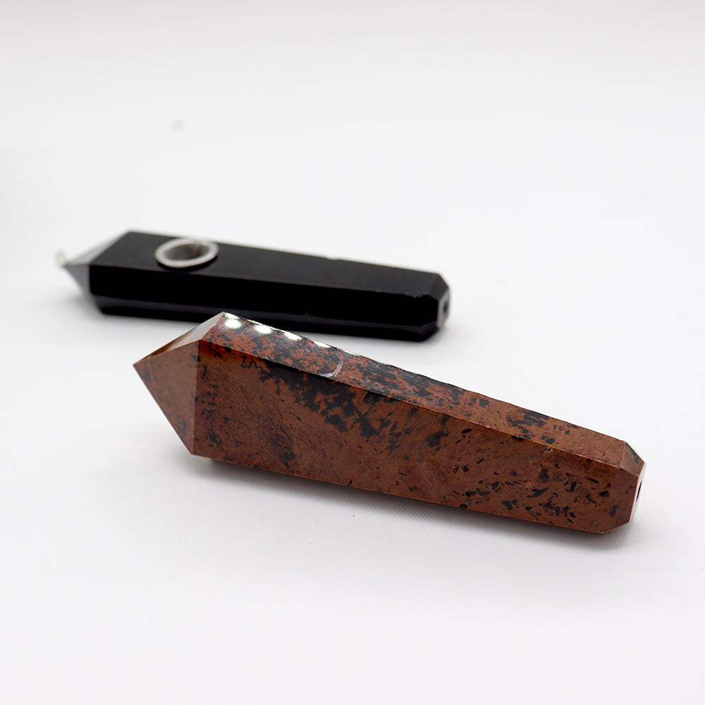 Natural Obsidian Crystal Pipe Obelisk Wand 4.0 Inch
