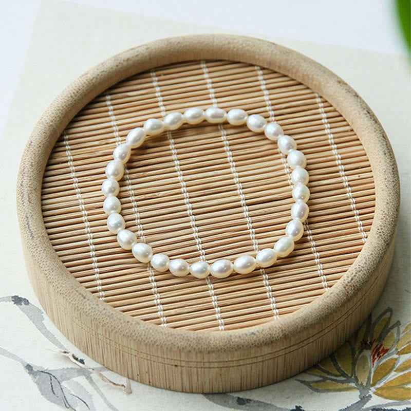Natural Pearl Healing Beaded Bracelet 4-5mm for Optimism