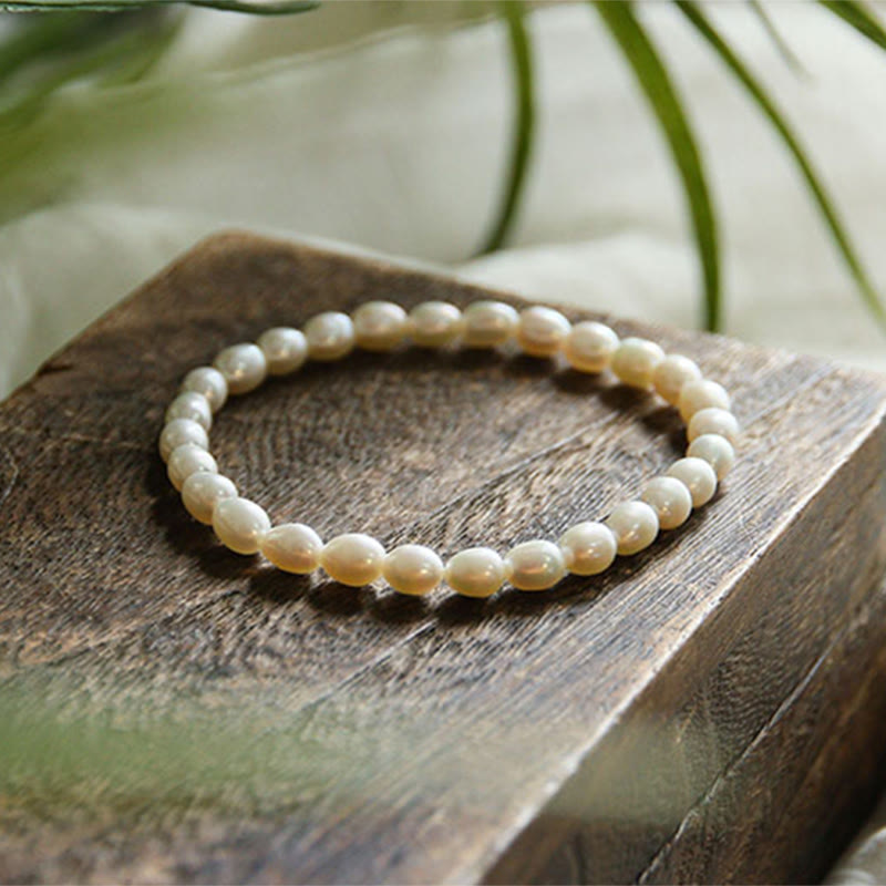 Natural Pearl Healing Beaded Bracelet 4-5mm for Optimism