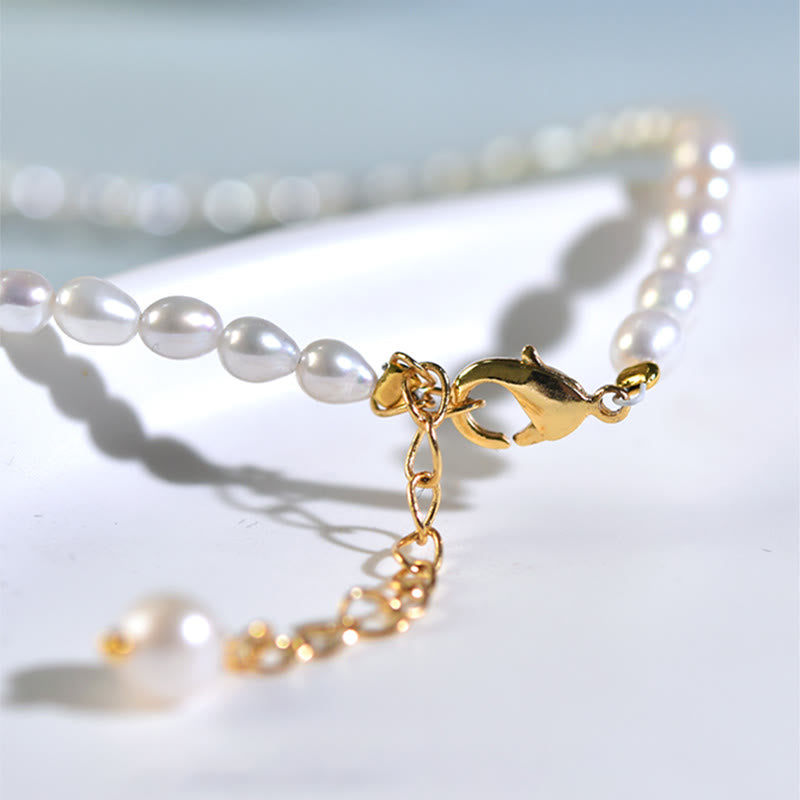 Natural Pearl Larimar Sincerity Necklace 40cm | Healing Sounds