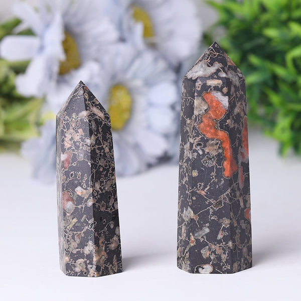 Plum Blossom Jasper Healing Crystal Tower 2.4-4.5in
