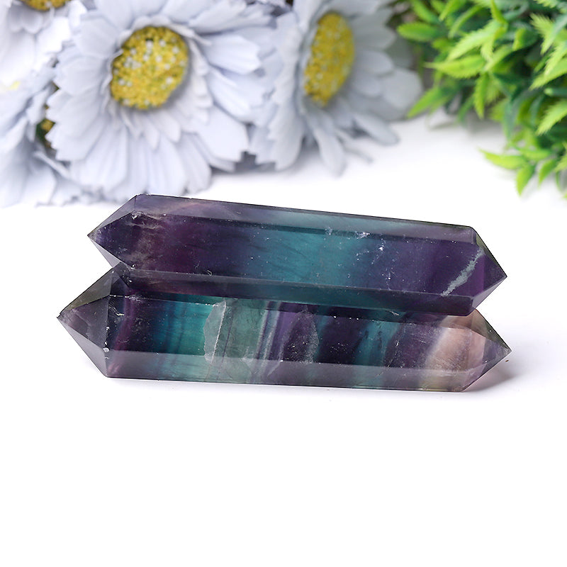 Natural Rainbow Fluorite Double Point Crystal Tower 3in