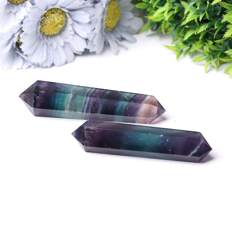 Natural Rainbow Fluorite Double Point Crystal Tower 3in