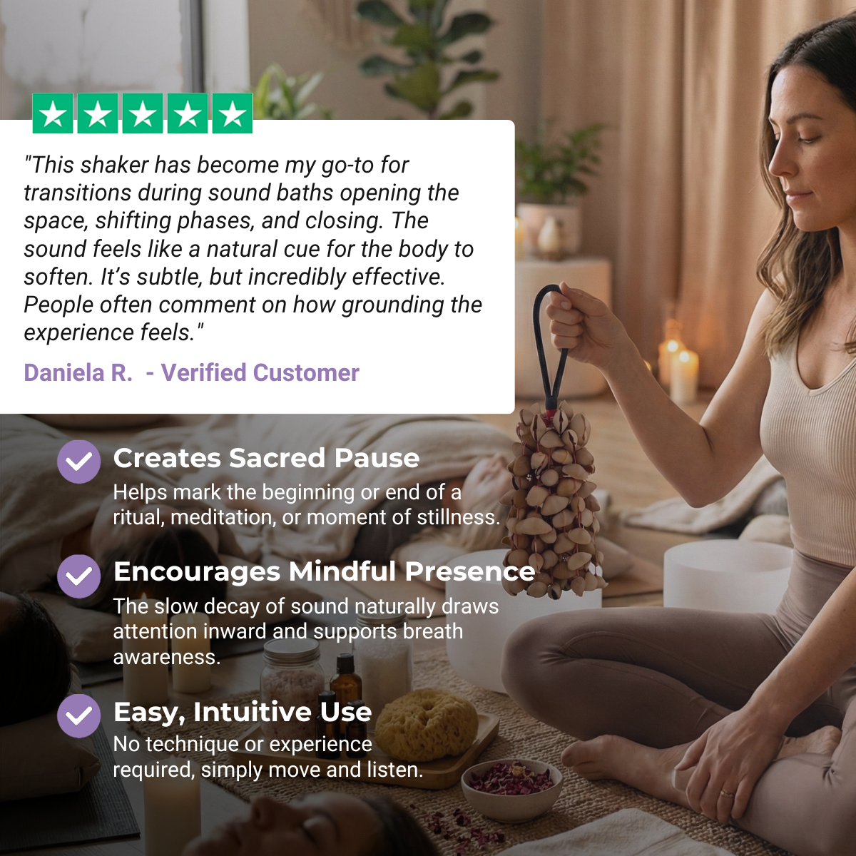 Natural Shell Bell Bracelet - African Drum Rattle