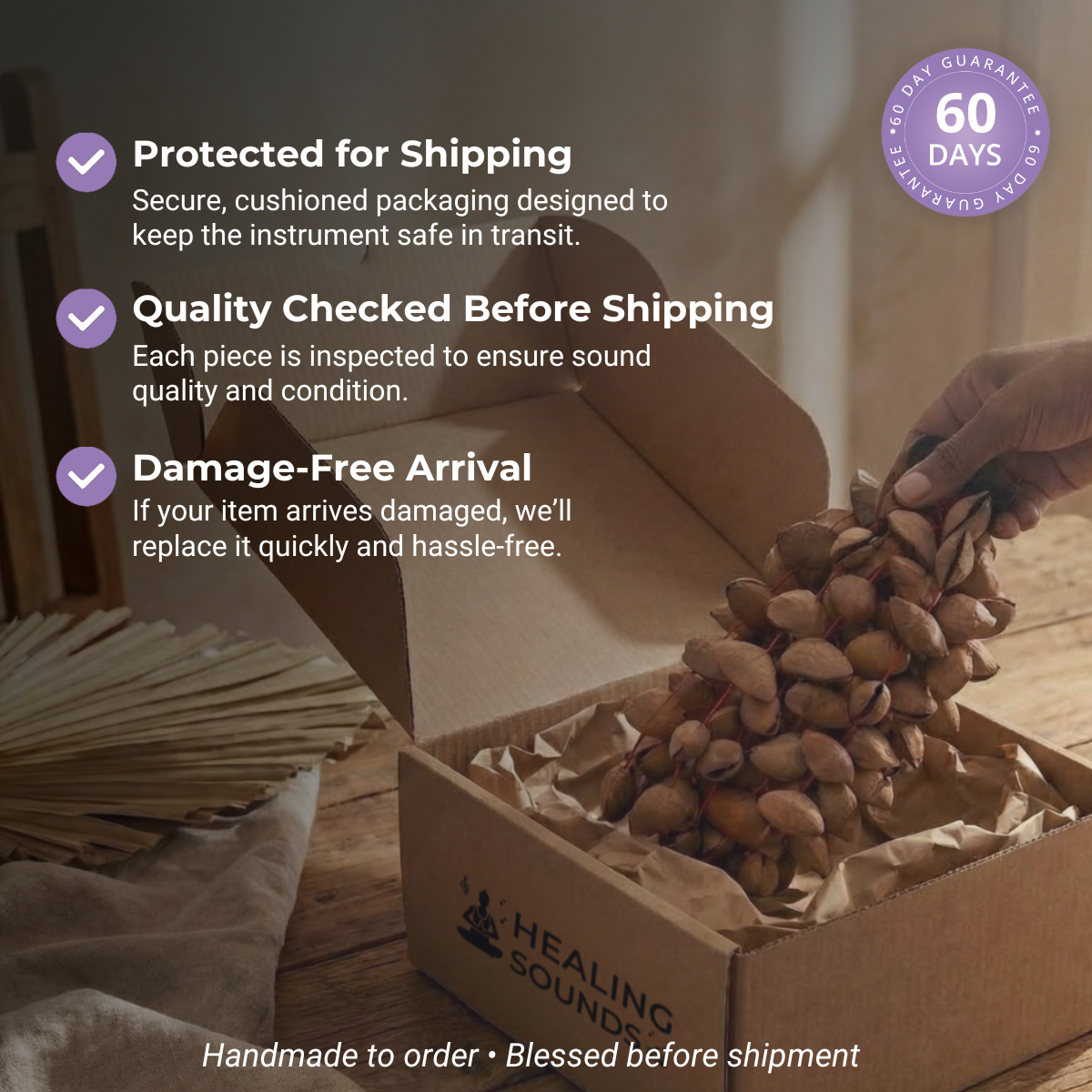 Natural Shell Bell Bracelet - African Drum Rattle