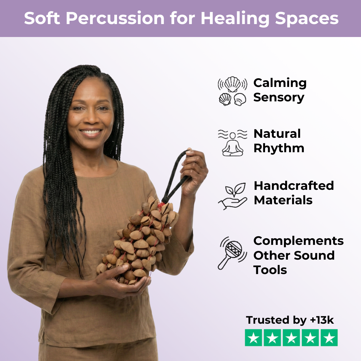 Natural Shell Bell Bracelet - African Drum Rattle