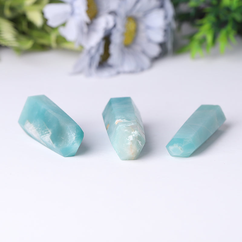 Natural Sky Blue Caribbean Calcite Crystal Tower 2.4-4.5 in Healing